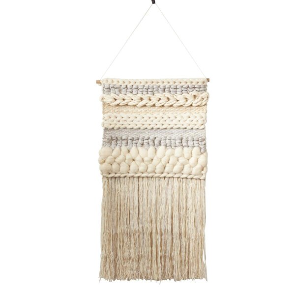 Saro Lifestyle 47 x 24 in. Fringe Braided Woven Wall Hanging, Gray WA916.GY